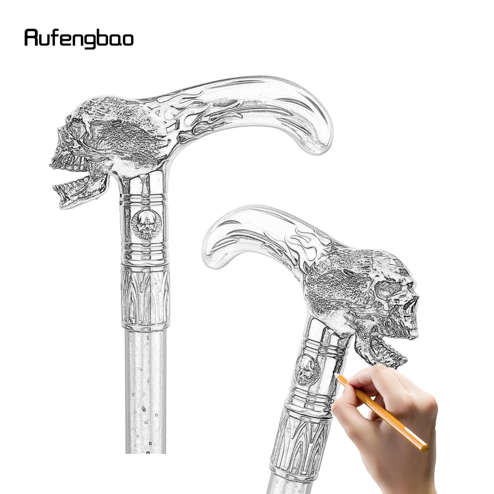 Skull Head Walking Cane Fashion Decorative Walking Stick Gentleman Elegant Cosplay Cane Knob Crosier 93cm