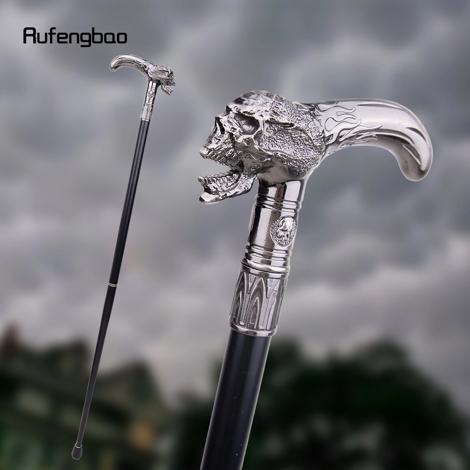 Skull Head Walking Cane Fashion Decorative Walking Stick Gentleman Elegant Cosplay Cane Knob Crosier 93cm
