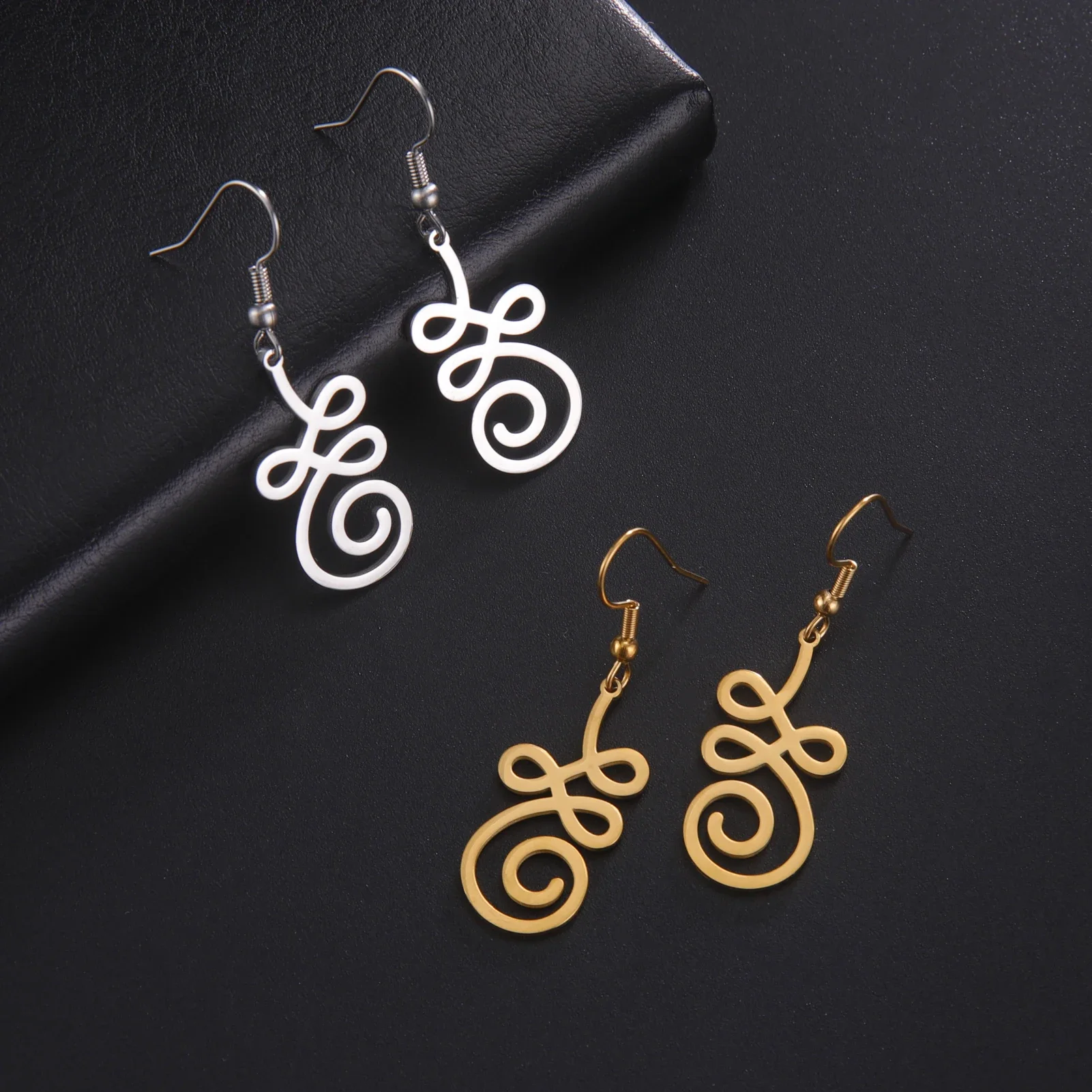 Skyrim Unalome Lotus Flower Dangle Earrings Stainless Steel Yoga Buddhism Pendant Drop Earring Spiritual Jewelry Gift for Women