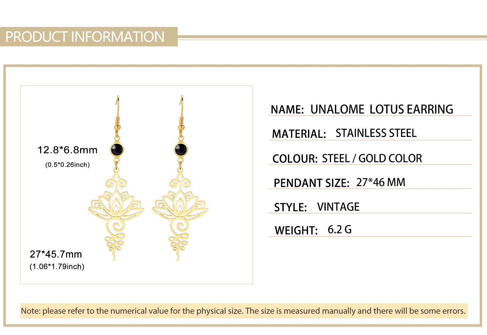 Skyrim Unalome Lotus Flower Dangle Earrings Stainless Steel Yoga Buddhism Pendant Drop Earring Spiritual Jewelry Gift for Women