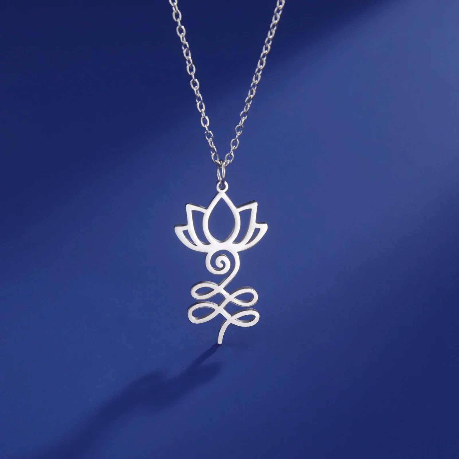 Skyrim Unalome Lotus Flower Dangle Earrings Stainless Steel Yoga Buddhism Pendant Drop Earring Spiritual Jewelry Gift for Women