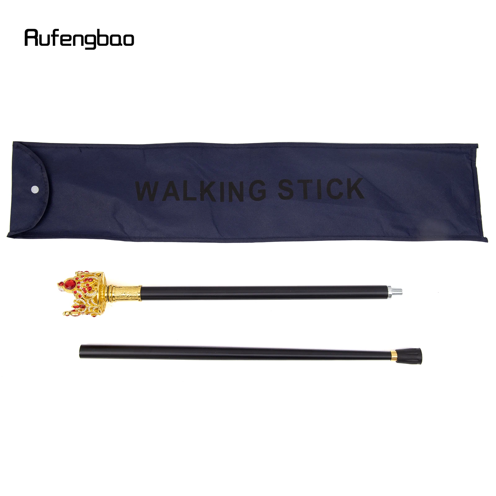 Golden Red Crown Artificial Diamond Walking Cane Fashion Decorative Walking Stick Gentleman Elegant Cosplay Cane Crosier 95cm