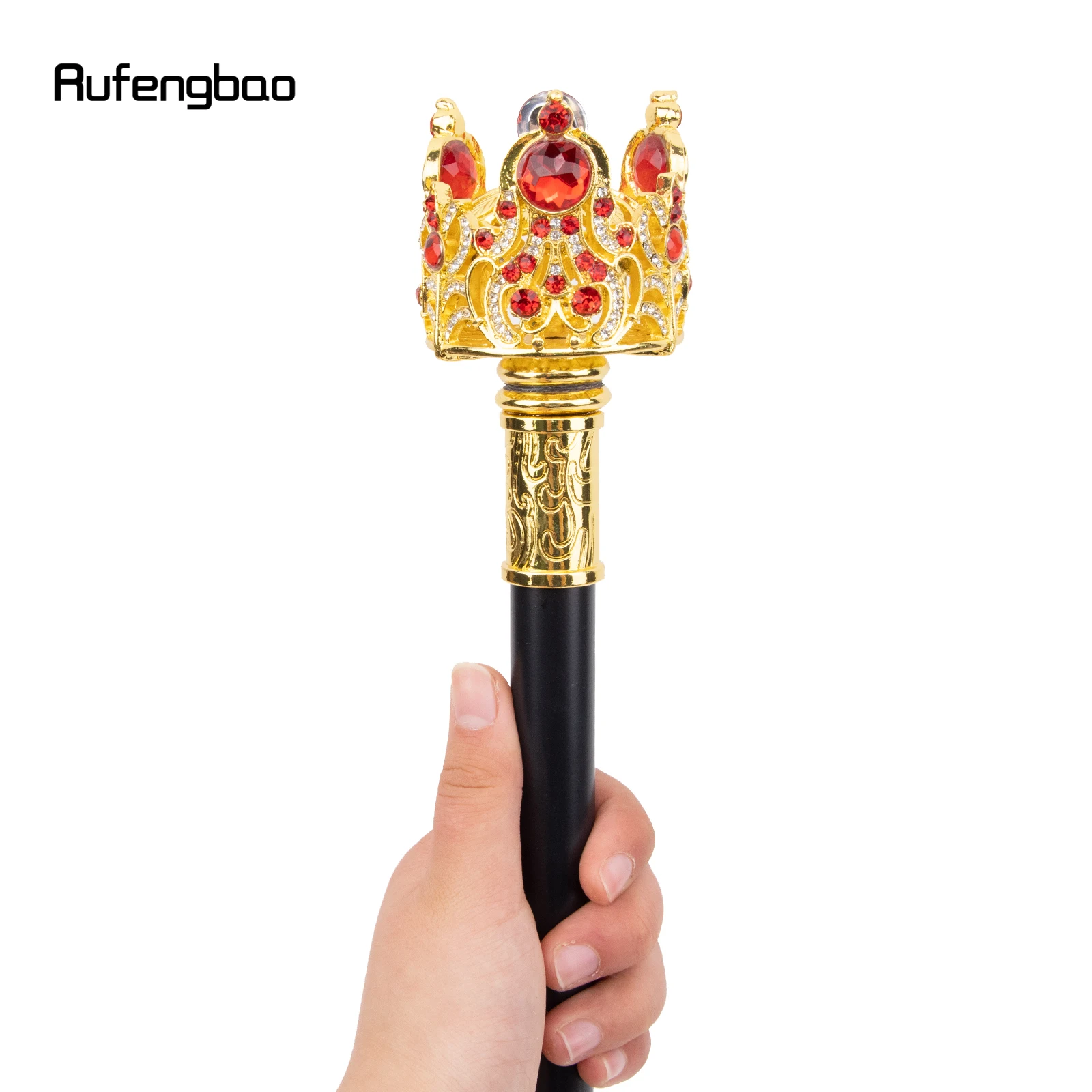 Golden Red Crown Artificial Diamond Walking Cane Fashion Decorative Walking Stick Gentleman Elegant Cosplay Cane Crosier 95cm