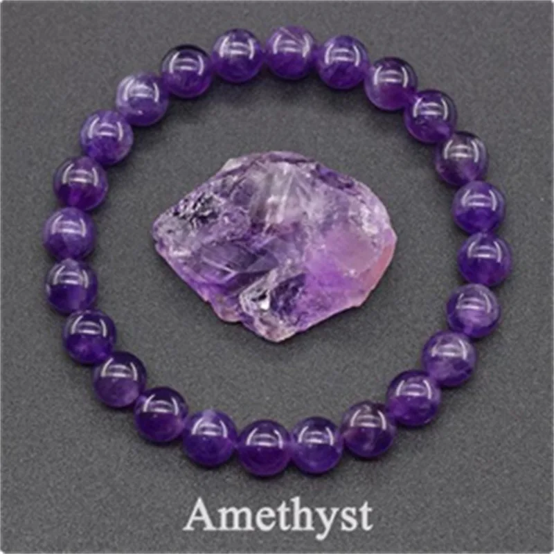 JD Amethyst Bracelet Made of Real Natural Stone Beads Body-Purifying Geniune Amethyst Natural Crystal Bracelet for Women Pulsera