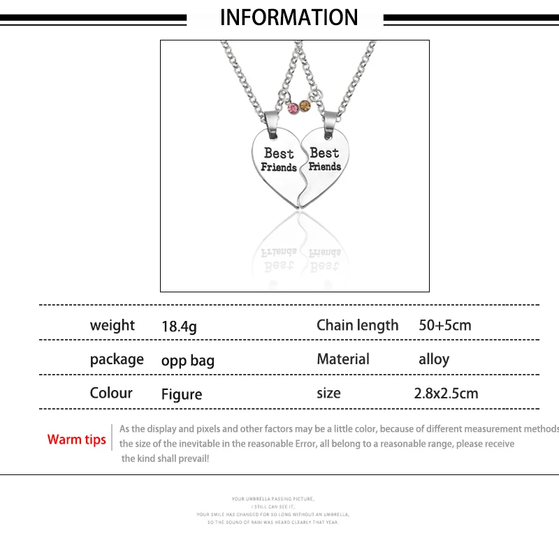 Fashion Best Friends Honey Love Couple Pendant Necklace 2 Pcs/ Set Chain Choke Broken Heart BFF Good Friendship Jewelry Gift