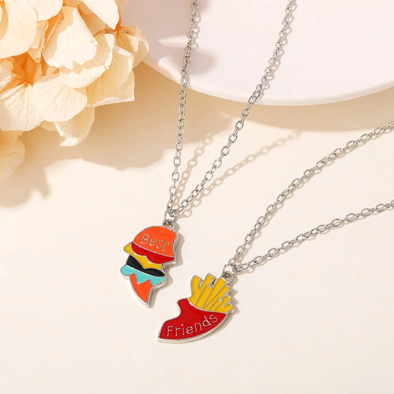 Fashion Best Friends Honey Love Couple Pendant Necklace 2 Pcs/ Set Chain Choke Broken Heart BFF Good Friendship Jewelry Gift