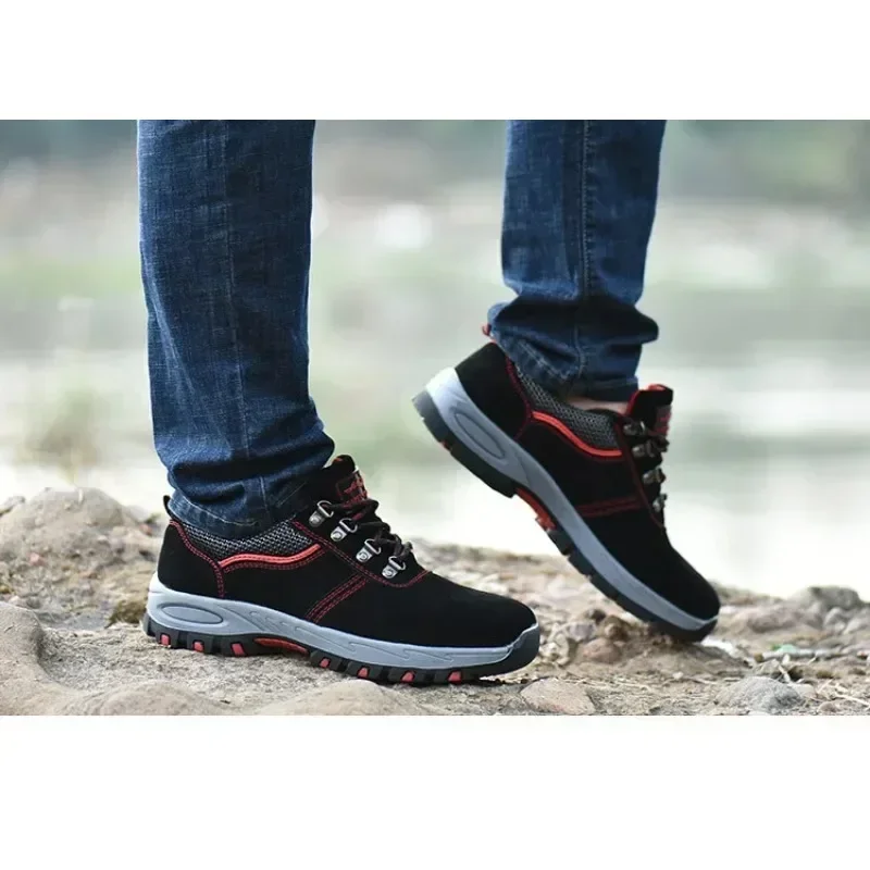 Women's Steel Toe Safety Boots Ankle Survival Anti-smashing Mid-plate Blue Safety Shoes for Protection