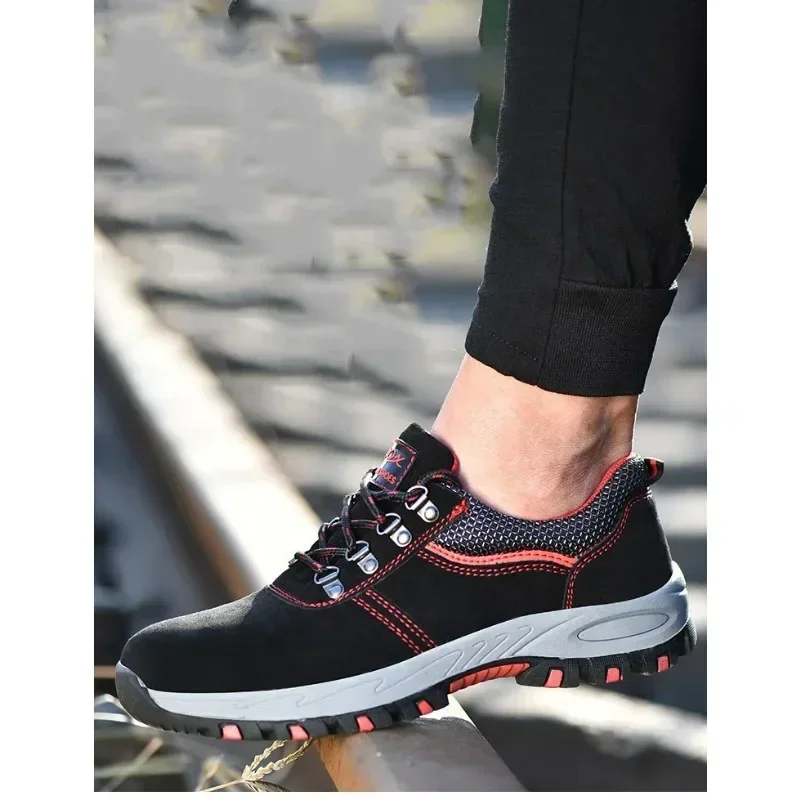 Women's Steel Toe Safety Boots Ankle Survival Anti-smashing Mid-plate Blue Safety Shoes for Protection
