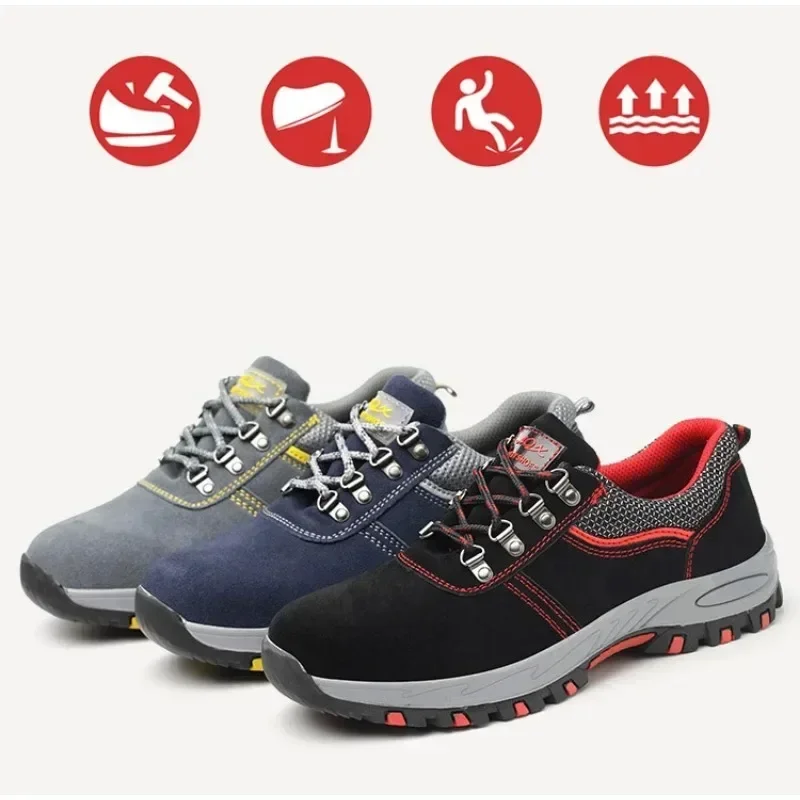 Women's Steel Toe Safety Boots Ankle Survival Anti-smashing Mid-plate Blue Safety Shoes for Protection