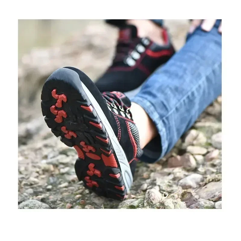 Women's Steel Toe Safety Boots Ankle Survival Anti-smashing Mid-plate Blue Safety Shoes for Protection