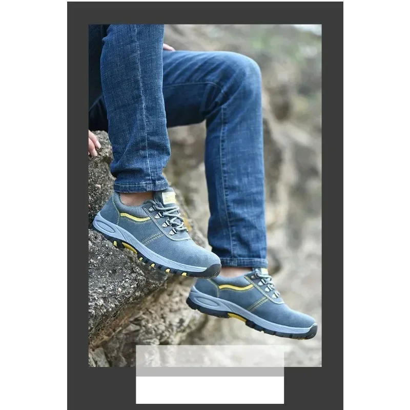 Women's Steel Toe Safety Boots Ankle Survival Anti-smashing Mid-plate Blue Safety Shoes for Protection