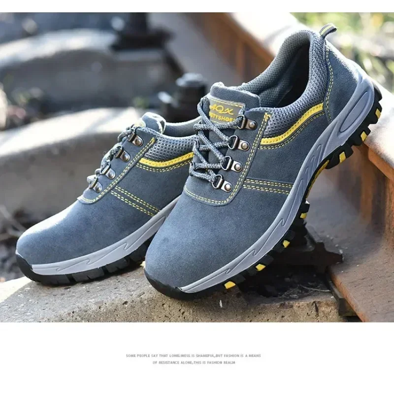 Women's Steel Toe Safety Boots Ankle Survival Anti-smashing Mid-plate Blue Safety Shoes for Protection