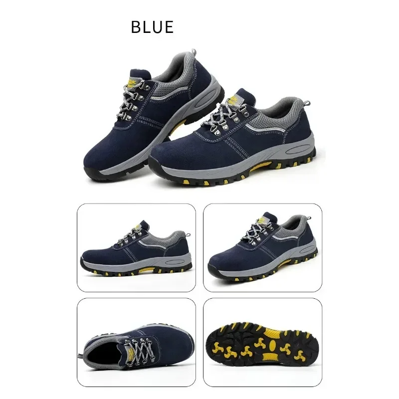 Women's Steel Toe Safety Boots Ankle Survival Anti-smashing Mid-plate Blue Safety Shoes for Protection