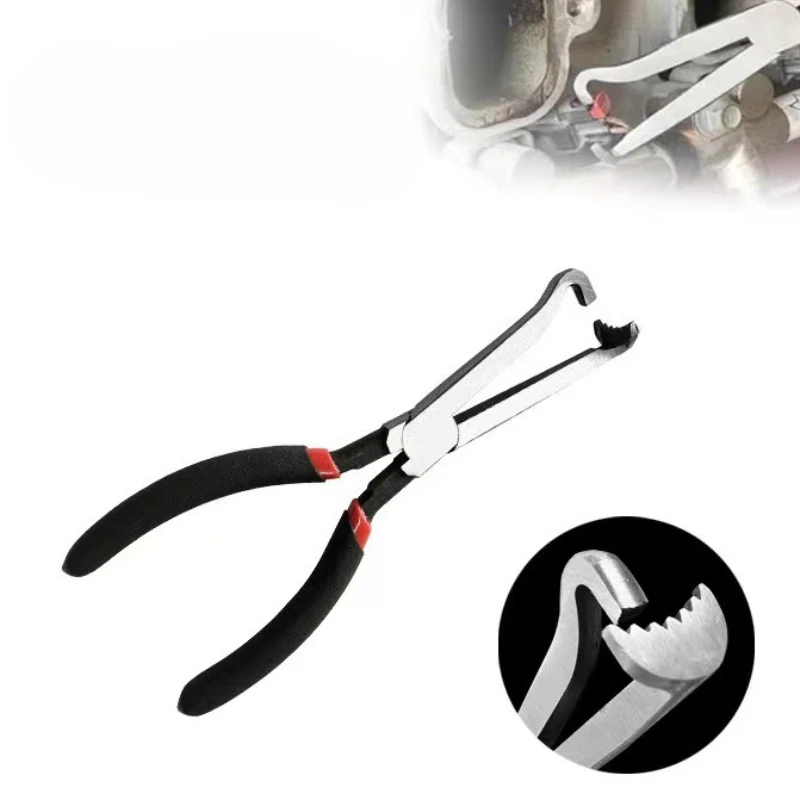 8" 60-Degree Electrical Disconnect Pliers For Automotive Connectors & Sensors - Angled Wire Plug Removal Tool