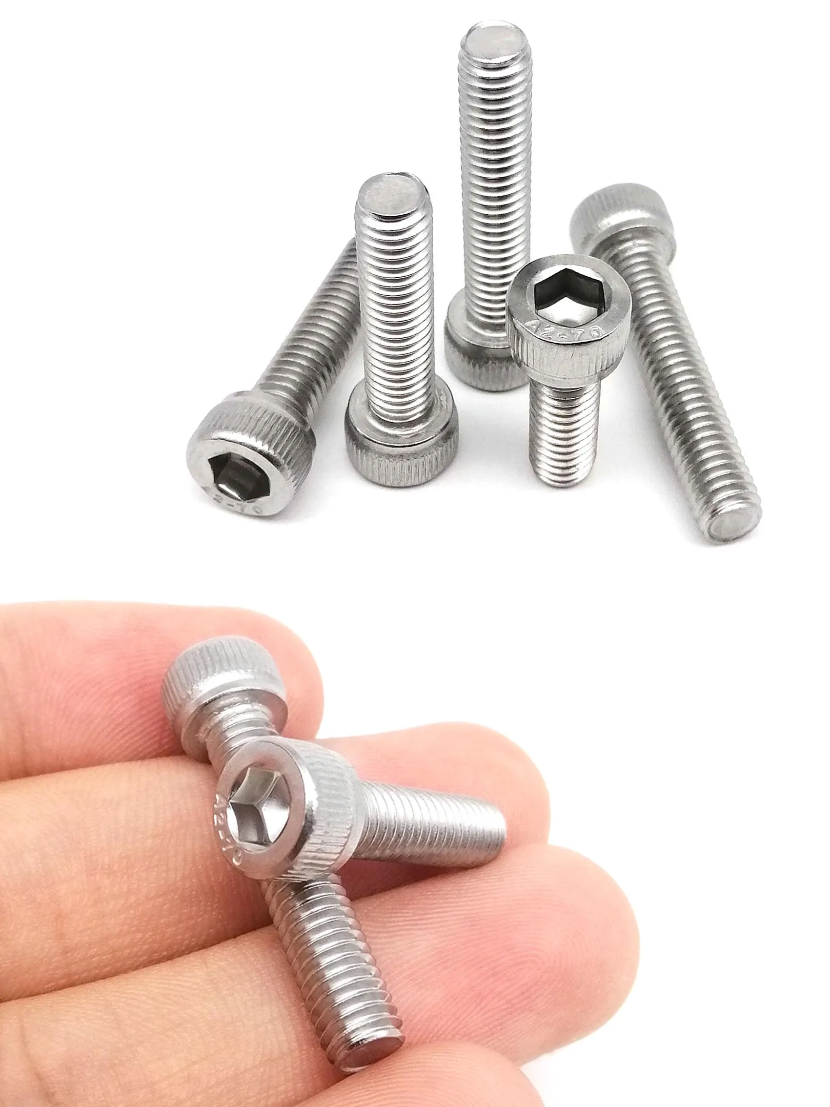 HZYUEGOU M1.4 M1.6 M2 M3 M3.5 M4 M5 M6 M8 304 A2 Stainless Steel DIN912 Hexagon Hex Socket Cap Allen Head Bolt Screw Long 2-80mm
