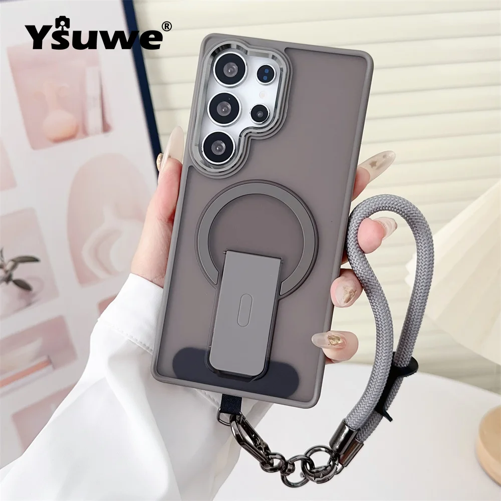For Magnetic Wireless Charge Phone Case For Samsung Galaxy S26 S26Plus S26 Ultra S25 S24 With Lanyard Shockproof Bumper Cover