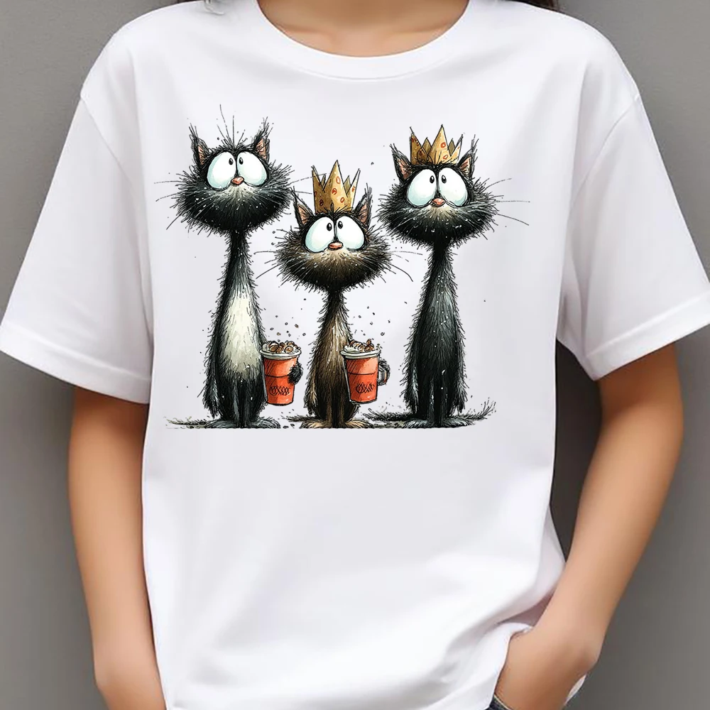 25CM Whimsical Christmas Black Cats Friends Heat Transfer Patches For Clothes DIY A-Level Washable Shirt Iron-on Thermal Sticker