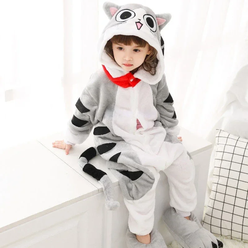 Girls Black Cat Leopard Cat Cosplay Costume Child Anime Pajamas Animal Onesies Kigurumi Christmas Halloween Jumpsuit Party Gift