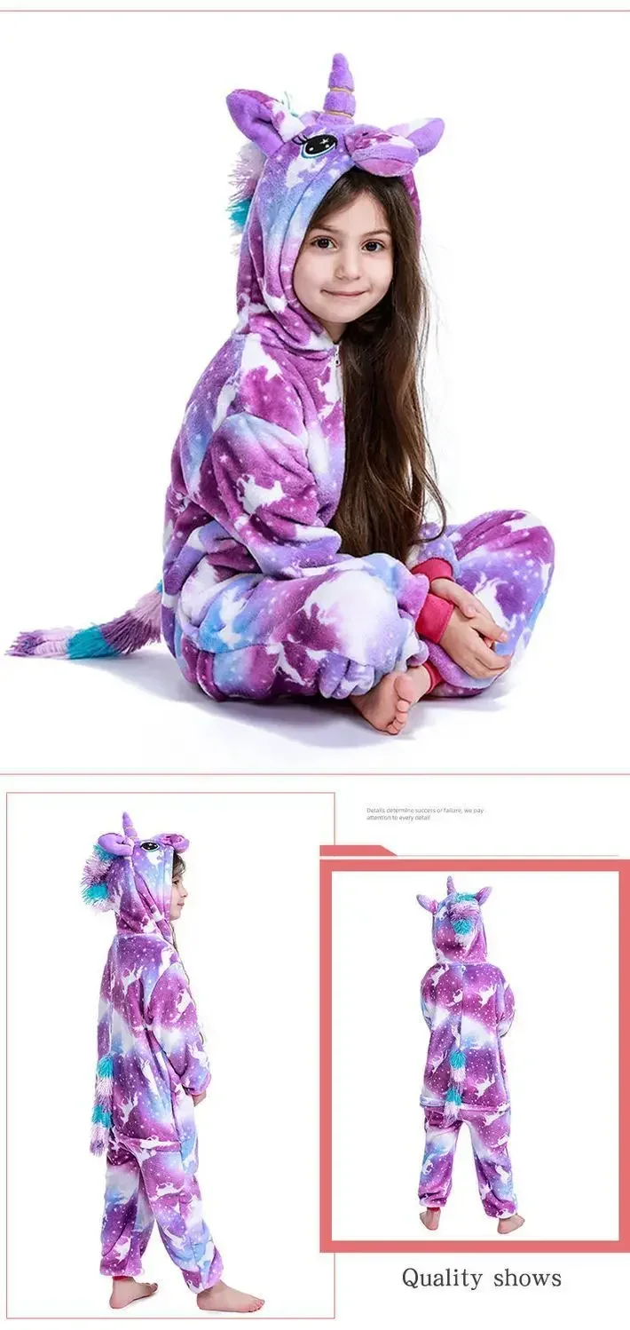 Girls Black Cat Leopard Cat Cosplay Costume Child Anime Pajamas Animal Onesies Kigurumi Christmas Halloween Jumpsuit Party Gift