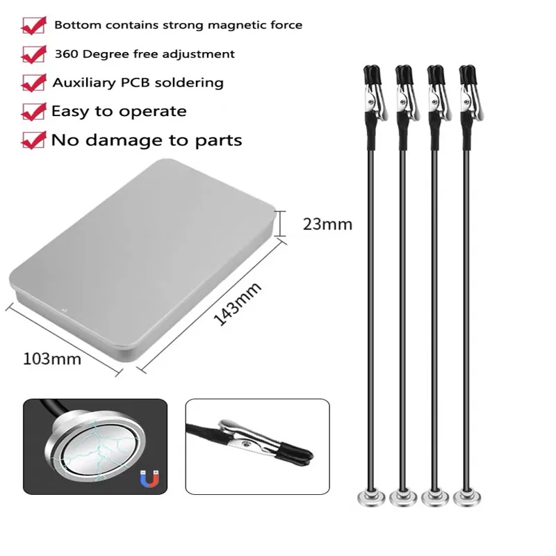 Multi Functional Universal Clamp Crocodile Clamp Arm PCB Circuit Board Soldering Fixture Magnetic Suction Auxiliary Bracket