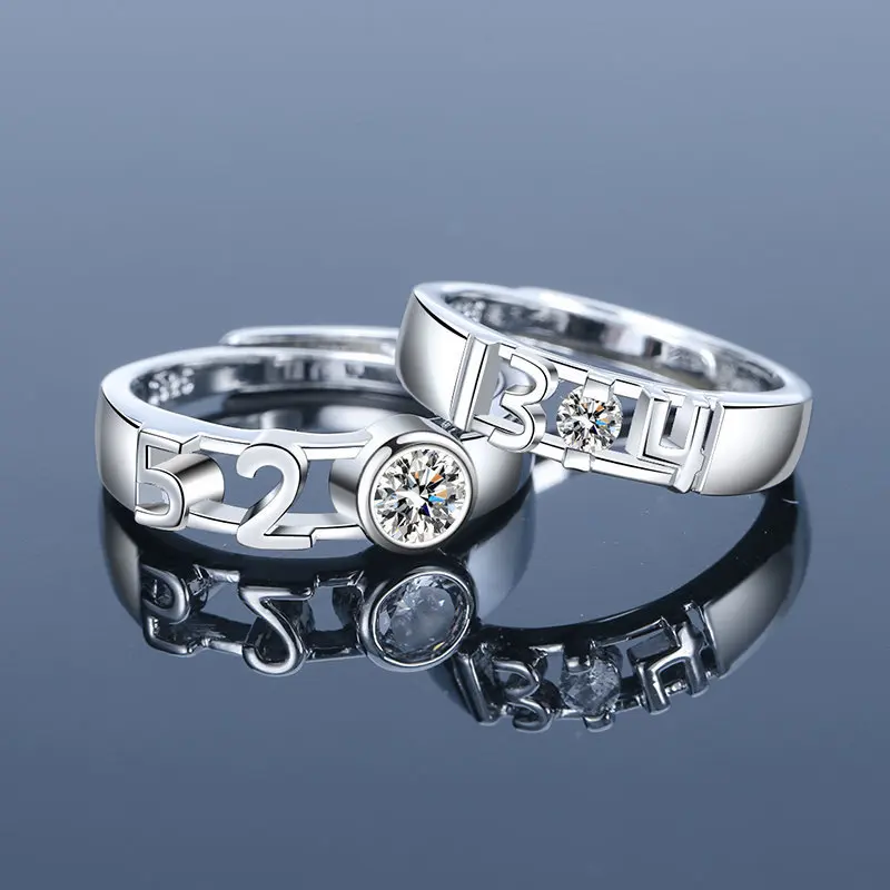 2022 Romantic Couple Wedding Ring For Woman Men 2Pcs Love Heart Zircon Adjustable Rings Fashion Engaged Promise Jewelry Gifts