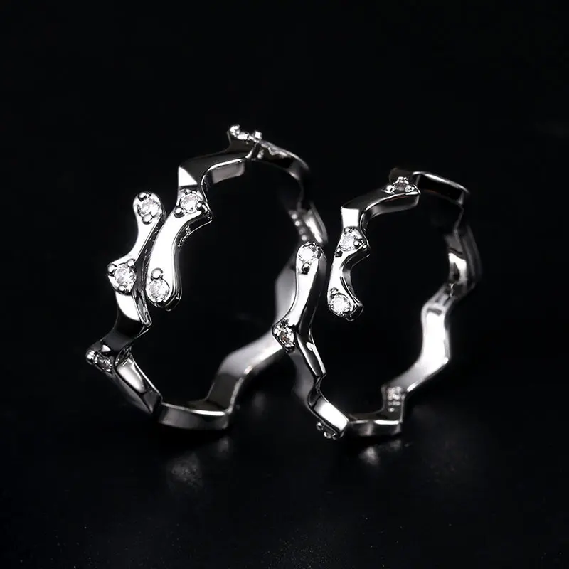 2022 Romantic Couple Wedding Ring For Woman Men 2Pcs Love Heart Zircon Adjustable Rings Fashion Engaged Promise Jewelry Gifts