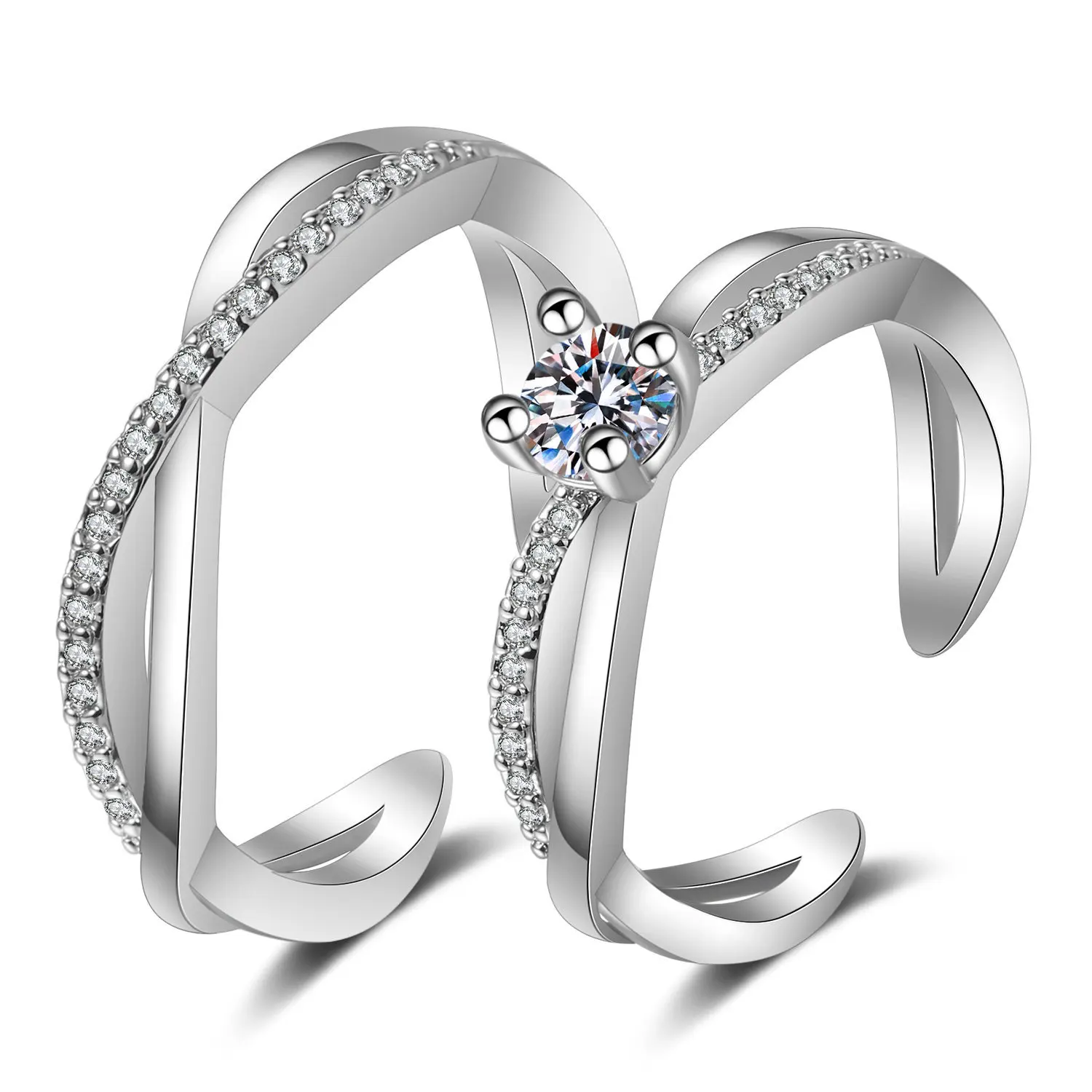 2022 Romantic Couple Wedding Ring For Woman Men 2Pcs Love Heart Zircon Adjustable Rings Fashion Engaged Promise Jewelry Gifts