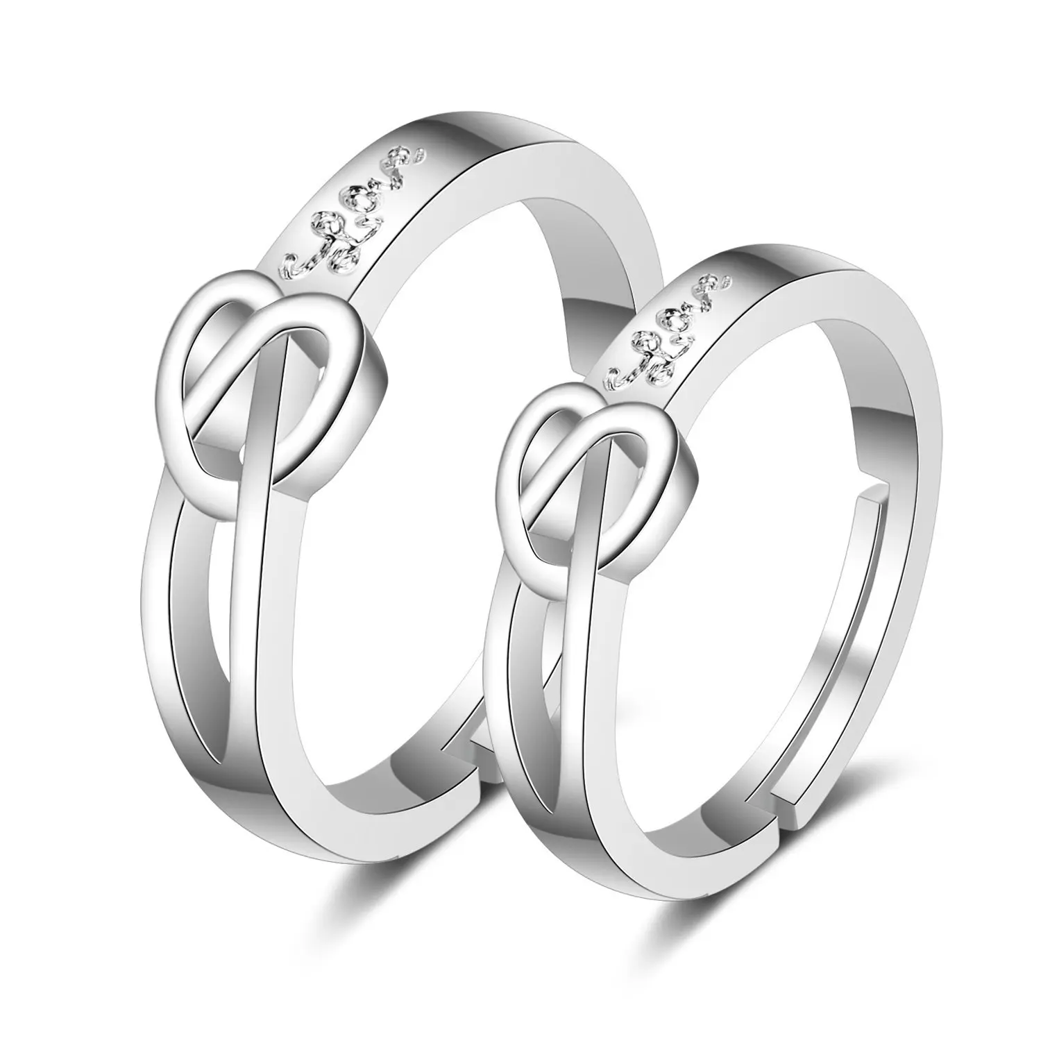 2022 Romantic Couple Wedding Ring For Woman Men 2Pcs Love Heart Zircon Adjustable Rings Fashion Engaged Promise Jewelry Gifts