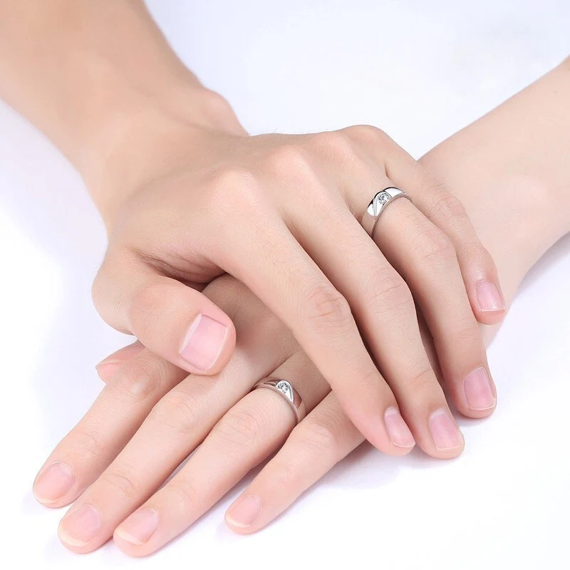 2022 Romantic Couple Wedding Ring For Woman Men 2Pcs Love Heart Zircon Adjustable Rings Fashion Engaged Promise Jewelry Gifts