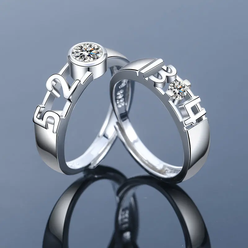 2022 Romantic Couple Wedding Ring For Woman Men 2Pcs Love Heart Zircon Adjustable Rings Fashion Engaged Promise Jewelry Gifts