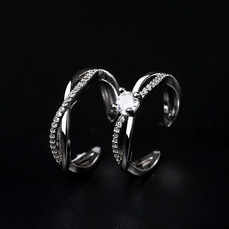 2022 Romantic Couple Wedding Ring For Woman Men 2Pcs Love Heart Zircon Adjustable Rings Fashion Engaged Promise Jewelry Gifts