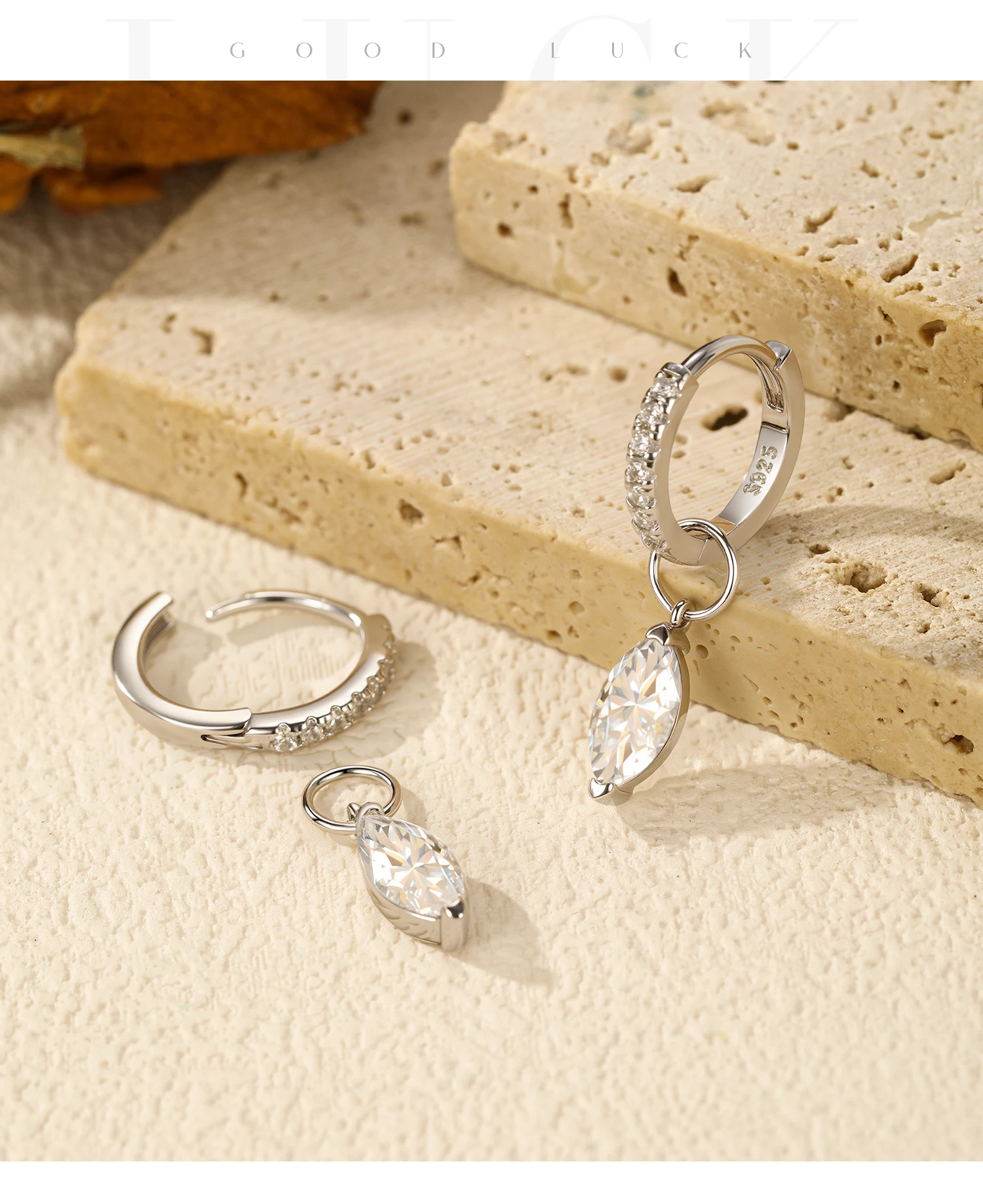 MODIAN 0.5Ct D Color Rhombic Moissanite Ear Buckles 925 Sterling Silver Luxury Shiny Hoop Earrings for Women Wedding Jewelry