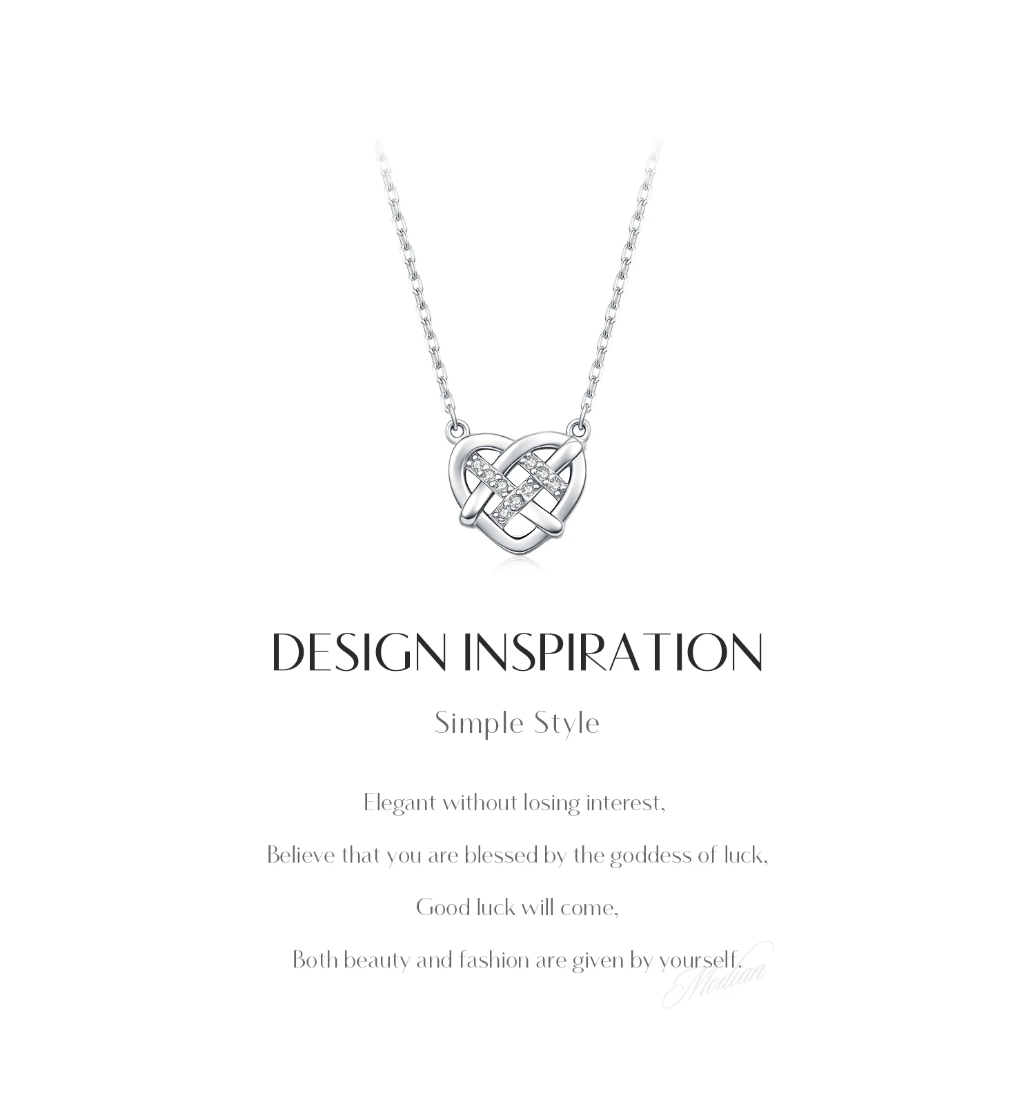 MODIAN Moissanite Necklace 925 Sterling Silver Hollow Woven Love Pendant Necklace Lab Diamond Chain Fine Jewelry For Women Gifts