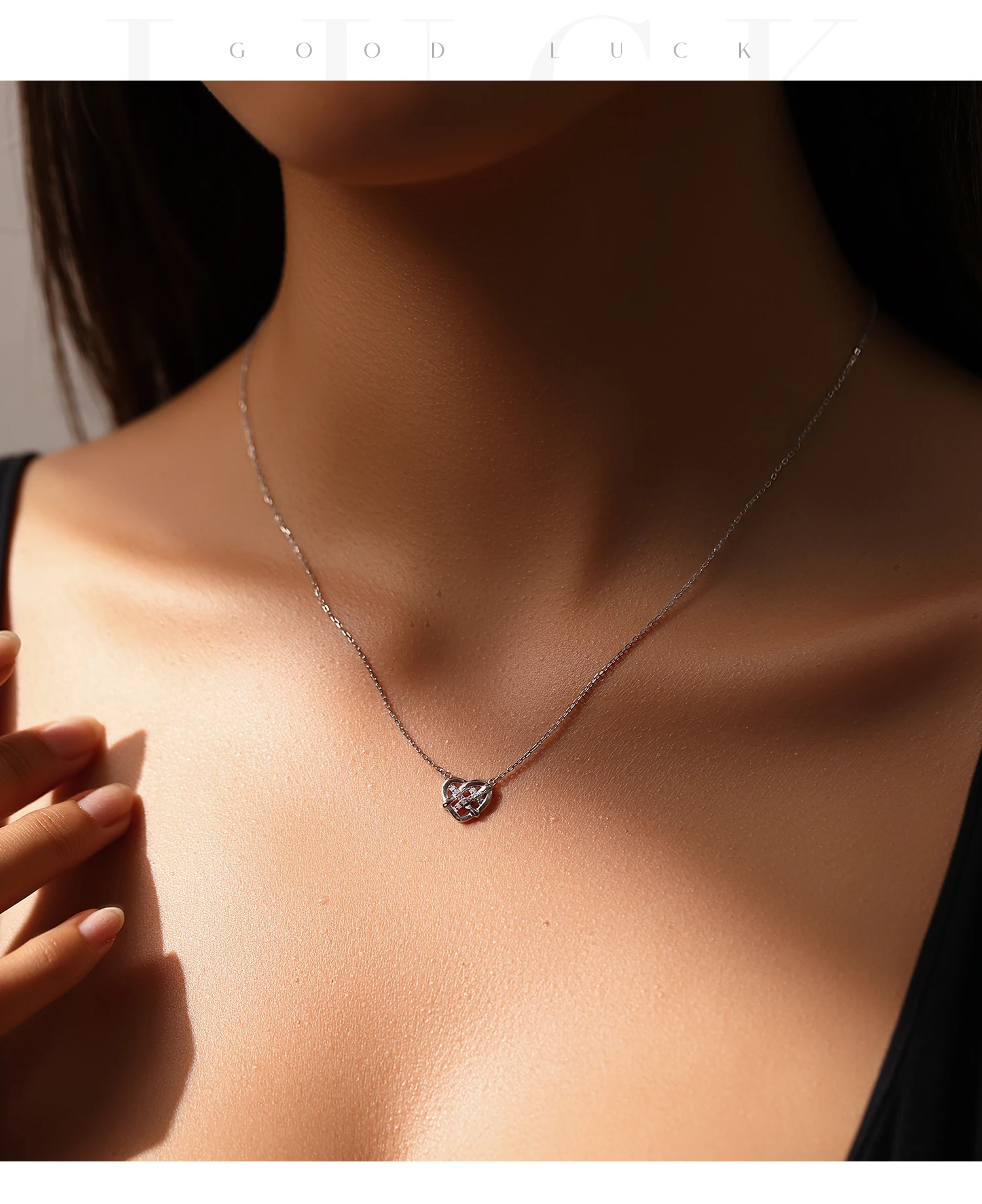 MODIAN Moissanite Necklace 925 Sterling Silver Hollow Woven Love Pendant Necklace Lab Diamond Chain Fine Jewelry For Women Gifts