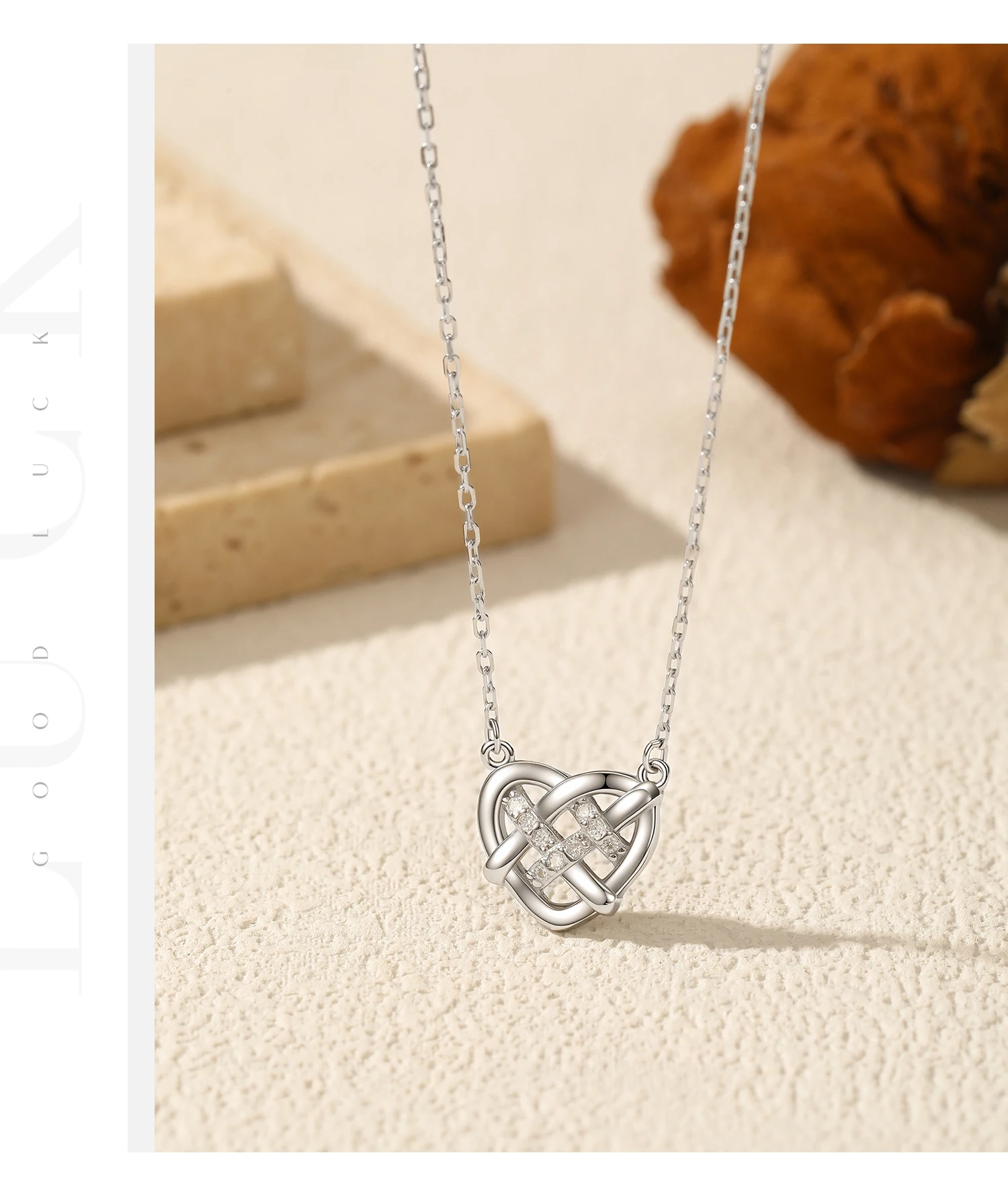 MODIAN Moissanite Necklace 925 Sterling Silver Hollow Woven Love Pendant Necklace Lab Diamond Chain Fine Jewelry For Women Gifts