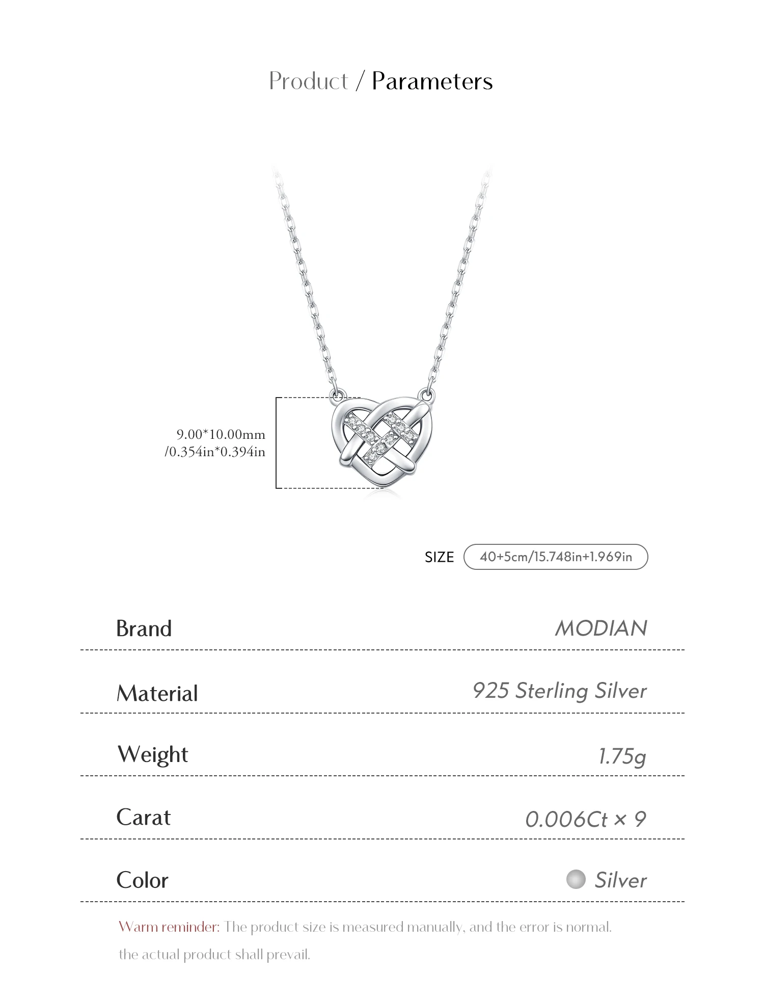 MODIAN Moissanite Necklace 925 Sterling Silver Hollow Woven Love Pendant Necklace Lab Diamond Chain Fine Jewelry For Women Gifts