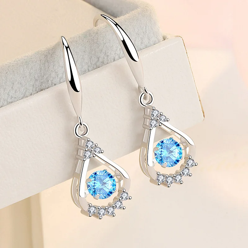 High-quality 925 Sterling Silver Crystal Fashion Circle Hoop Earrings for Woman Wedding Party Gift Street Versatile Jewelry