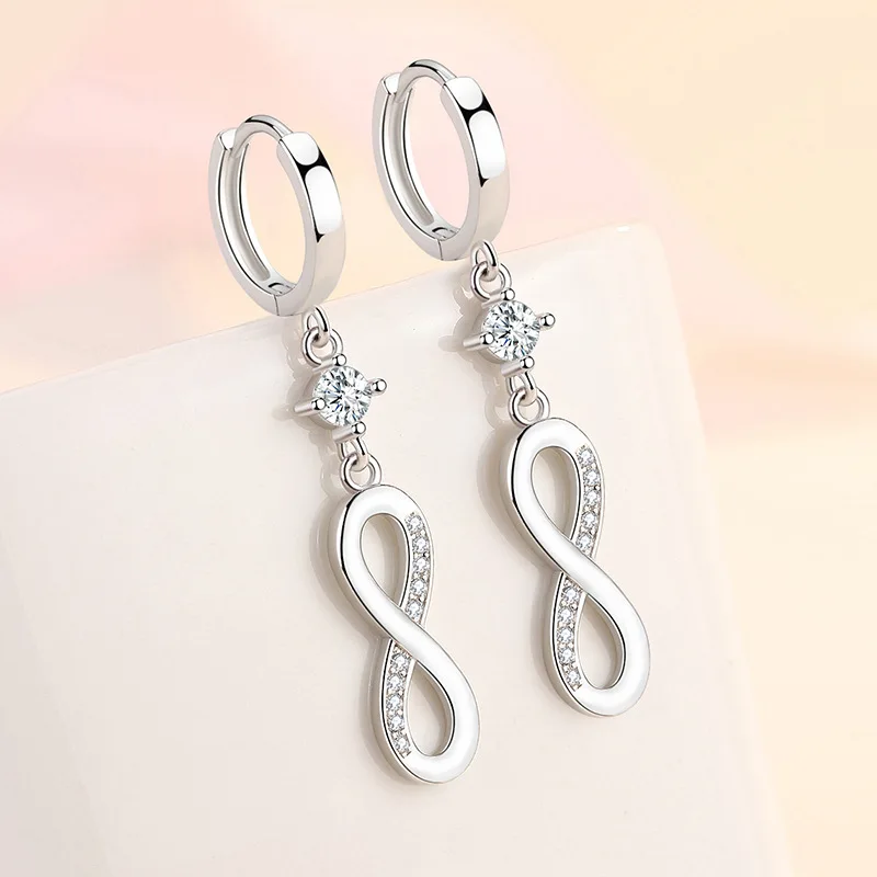 High-quality 925 Sterling Silver Crystal Fashion Circle Hoop Earrings for Woman Wedding Party Gift Street Versatile Jewelry