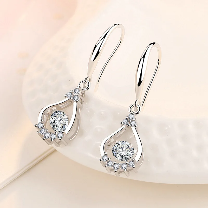 High-quality 925 Sterling Silver Crystal Fashion Circle Hoop Earrings for Woman Wedding Party Gift Street Versatile Jewelry