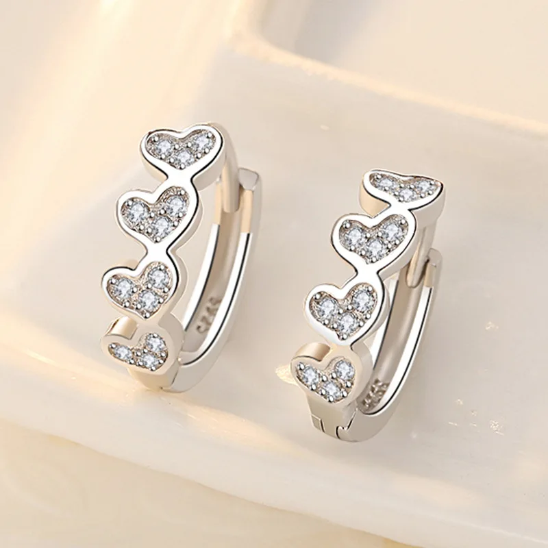 High-quality 925 Sterling Silver Crystal Fashion Circle Hoop Earrings for Woman Wedding Party Gift Street Versatile Jewelry