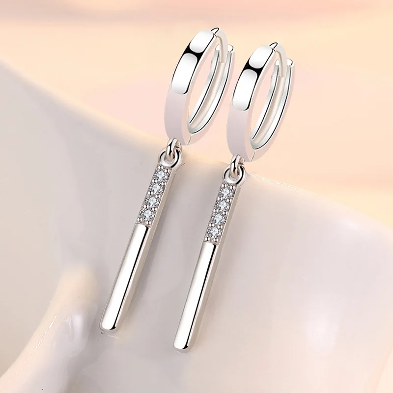 High-quality 925 Sterling Silver Crystal Fashion Circle Hoop Earrings for Woman Wedding Party Gift Street Versatile Jewelry