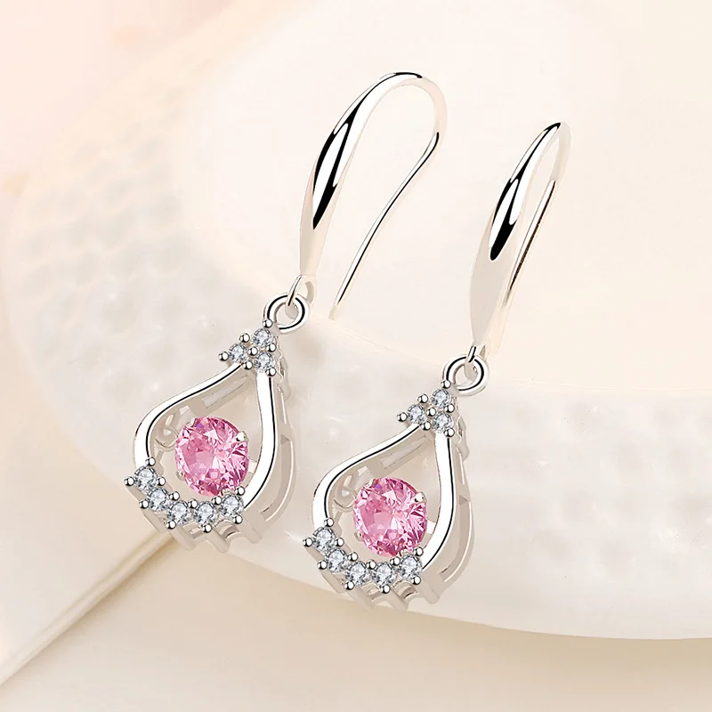 High-quality 925 Sterling Silver Crystal Fashion Circle Hoop Earrings for Woman Wedding Party Gift Street Versatile Jewelry