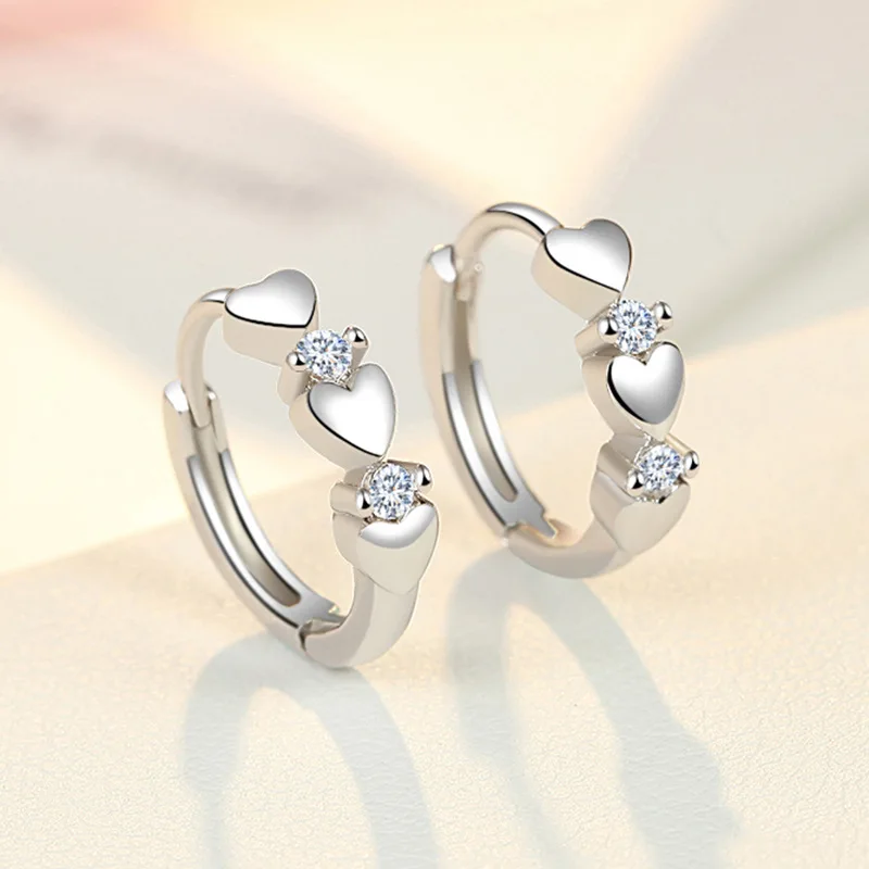 High-quality 925 Sterling Silver Crystal Fashion Circle Hoop Earrings for Woman Wedding Party Gift Street Versatile Jewelry