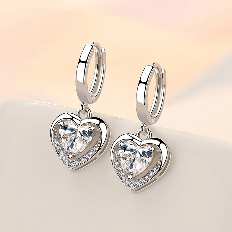 High-quality 925 Sterling Silver Crystal Fashion Circle Hoop Earrings for Woman Wedding Party Gift Street Versatile Jewelry