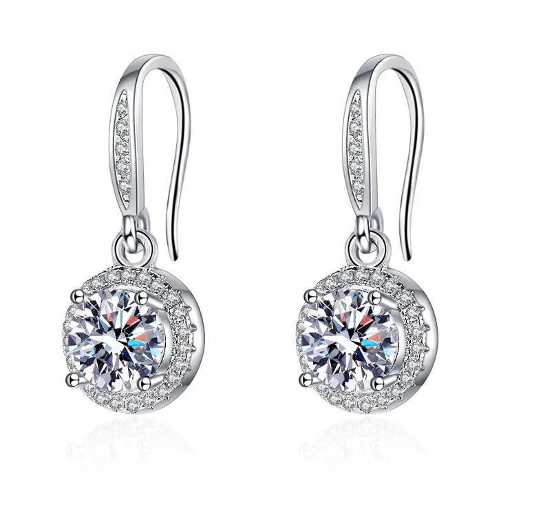High-quality 925 Sterling Silver Crystal Fashion Circle Hoop Earrings for Woman Wedding Party Gift Street Versatile Jewelry