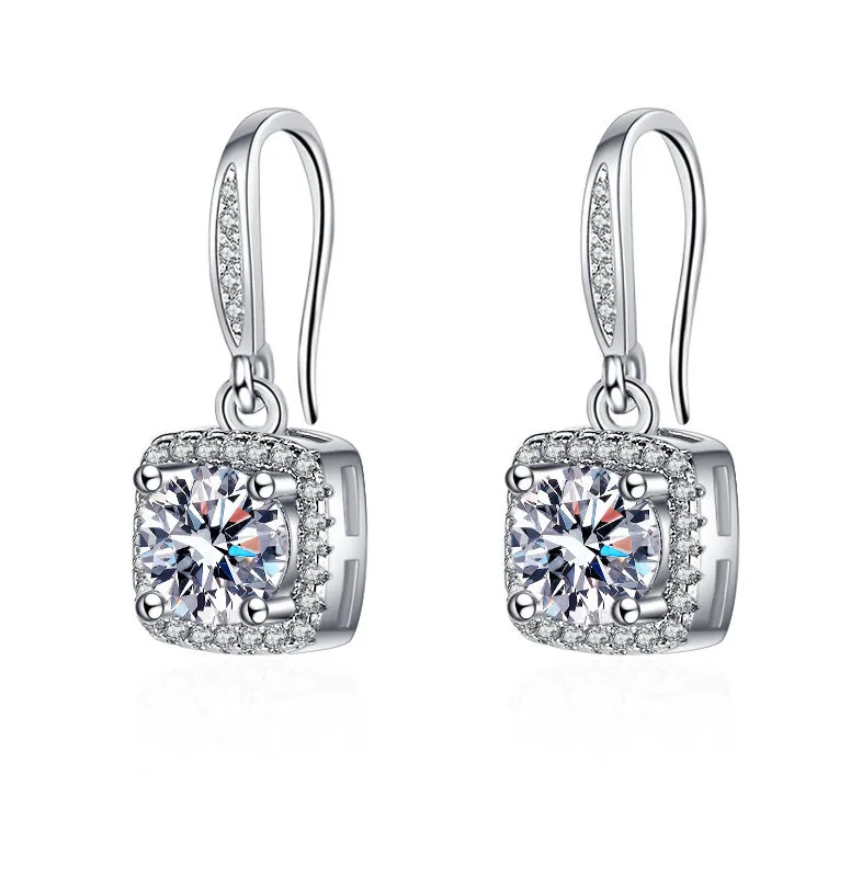 High-quality 925 Sterling Silver Crystal Fashion Circle Hoop Earrings for Woman Wedding Party Gift Street Versatile Jewelry