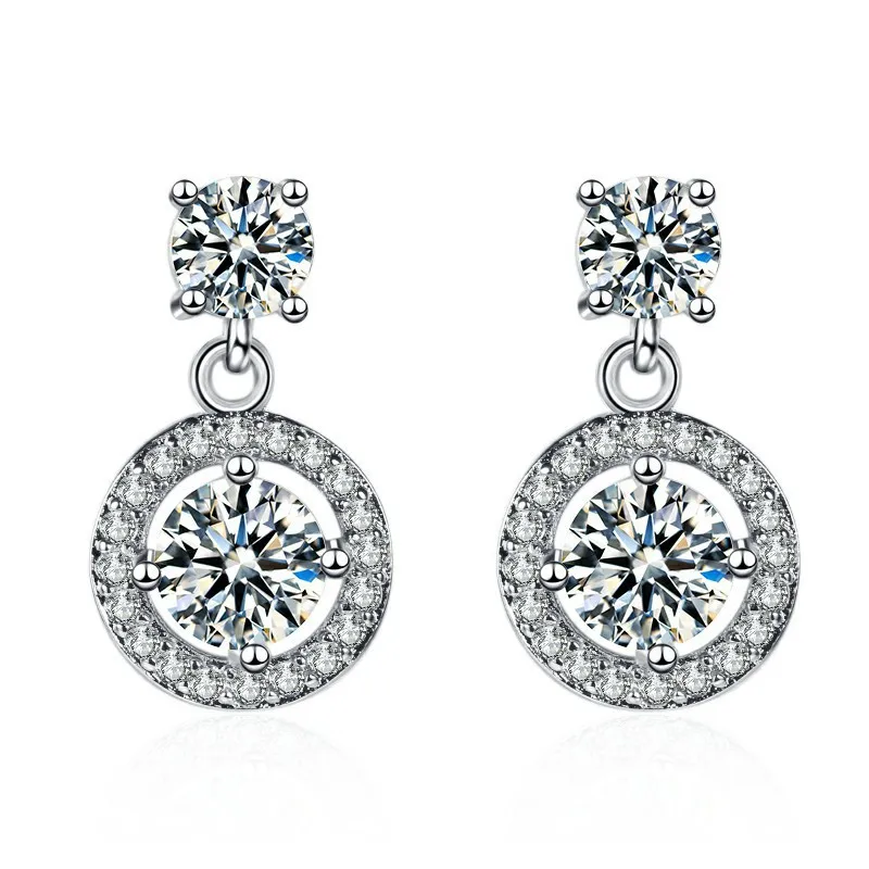 High-quality 925 Sterling Silver Crystal Fashion Circle Hoop Earrings for Woman Wedding Party Gift Street Versatile Jewelry