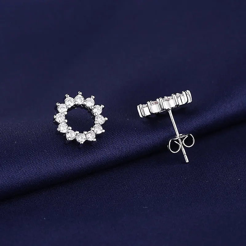 High-quality 925 Sterling Silver Crystal Fashion Circle Hoop Earrings for Woman Wedding Party Gift Street Versatile Jewelry