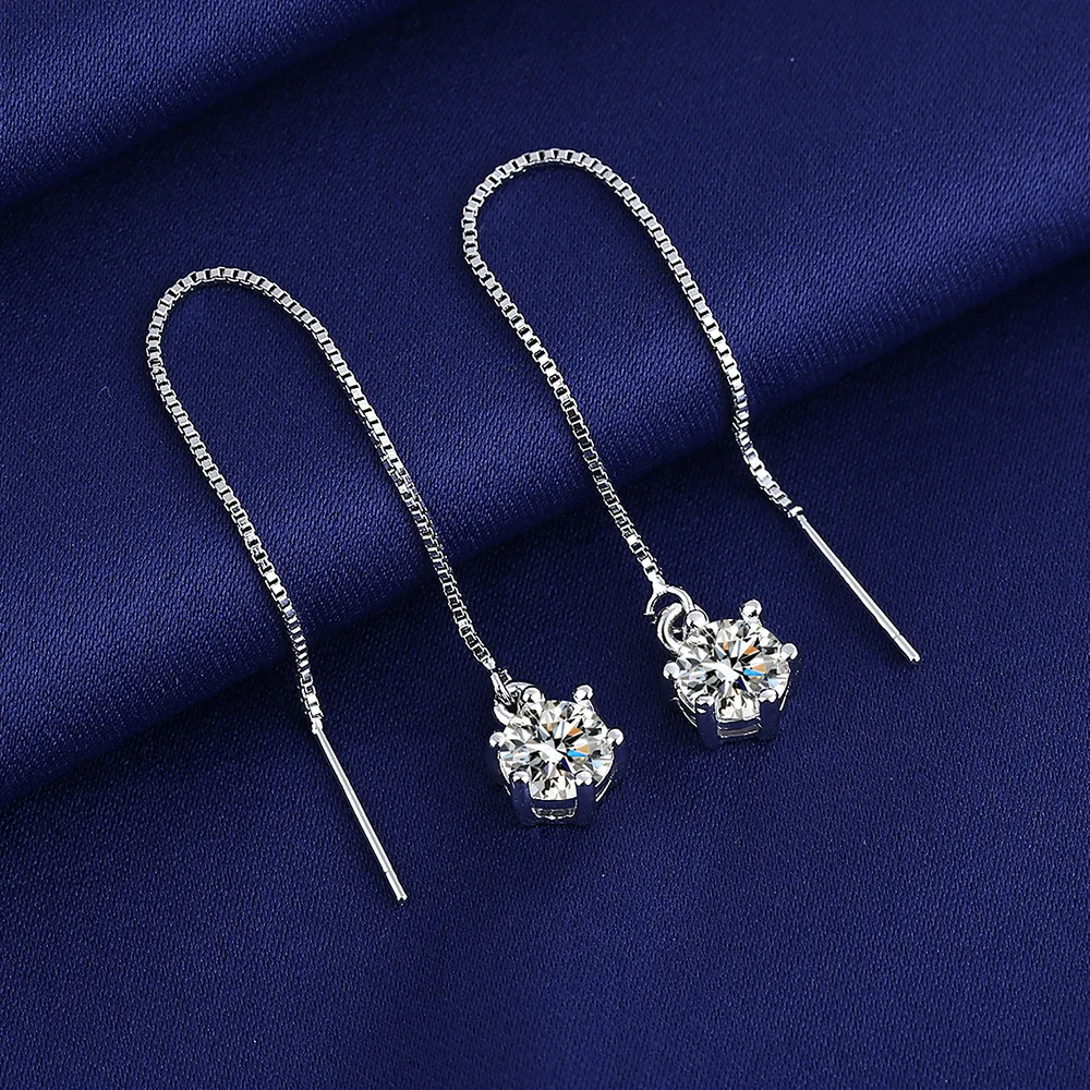 High-quality 925 Sterling Silver Crystal Fashion Circle Hoop Earrings for Woman Wedding Party Gift Street Versatile Jewelry