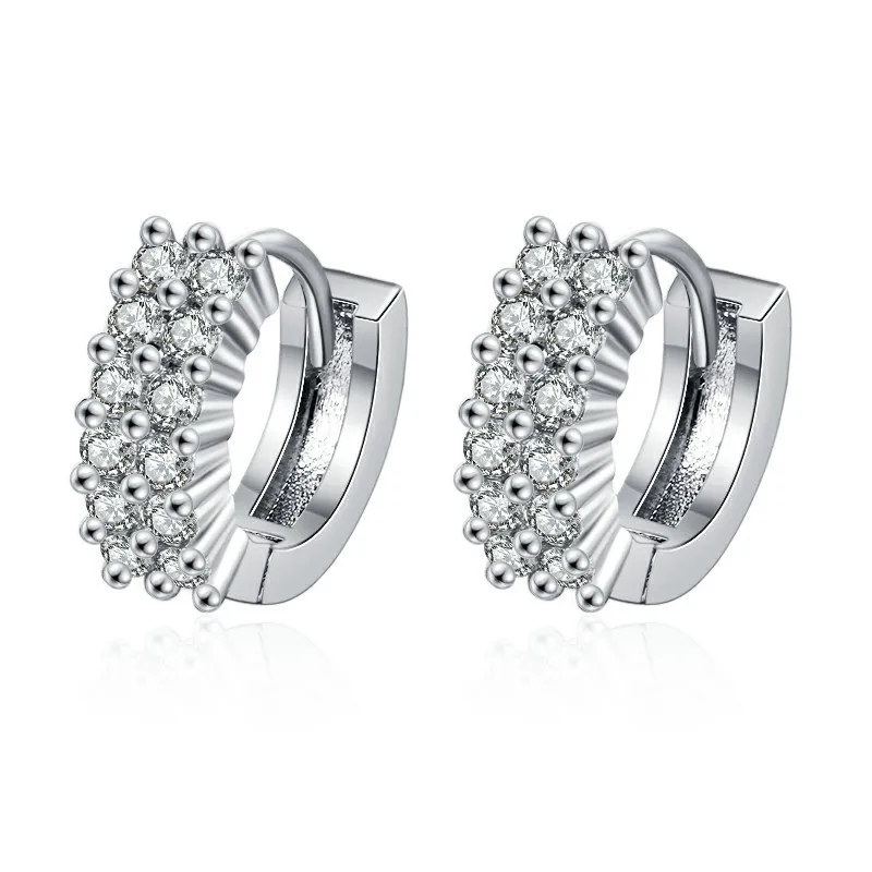 High-quality 925 Sterling Silver Crystal Fashion Circle Hoop Earrings for Woman Wedding Party Gift Street Versatile Jewelry